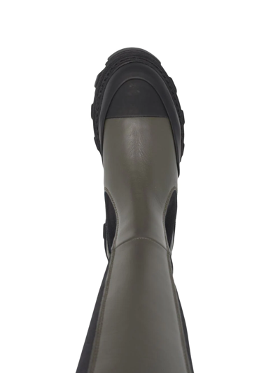 Ganni Chelsea High Leather Boots In Green