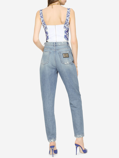 Shop Dolce & Gabbana Distressed Denim Jeans In Light Blue