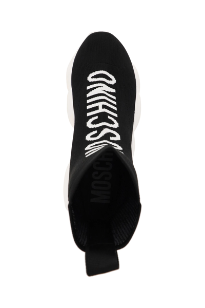 Shop Moschino High Top Teddy Sneakers In Black