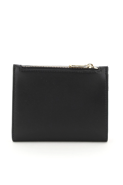 Shop Ferragamo Vara Bow Compact Wallet In Black