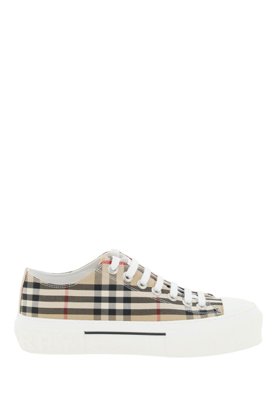 Shop Burberry Vintage Check Cottone Sneakers In Beige,white,black