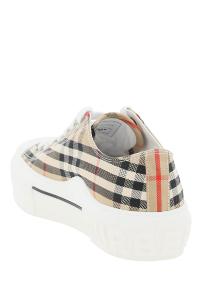 Shop Burberry Vintage Check Cottone Sneakers In Beige,white,black