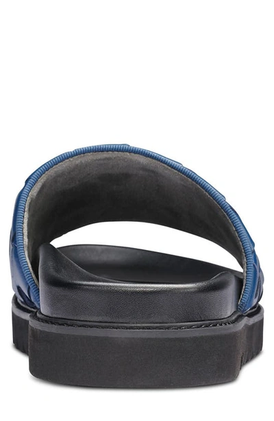 Shop Karl Lagerfeld Woven Leather Slide Sandal In Dark Blue