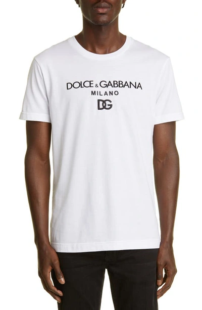 Shop Dolce & Gabbana Dg Embroidered T-shirt In Optical White
