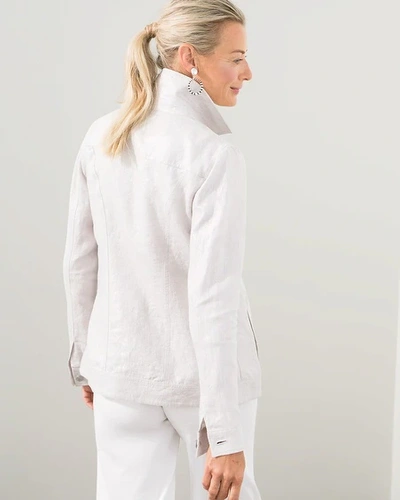 Shop Chico's Linen Foil Jacket In Feather Stone