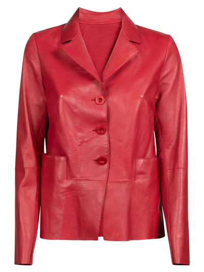 Shop Liven Leather Jacket In Red