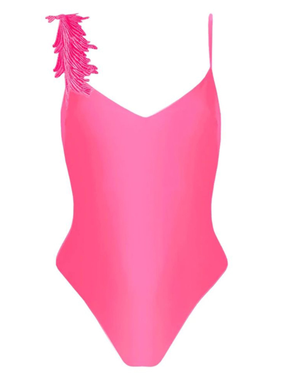 Shop Clara Aestas Pink Swan Swimsuit In Fuxia