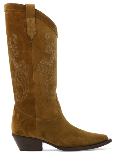 Shop Etro "paisley" Embroidery Boots In Beige