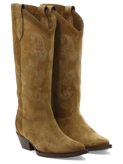 Shop Etro "paisley" Embroidery Boots In Beige