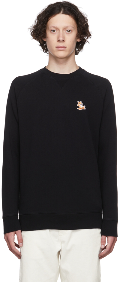 Shop Maison Kitsuné Black Chillax Fox Sweatshirt In P199 Black