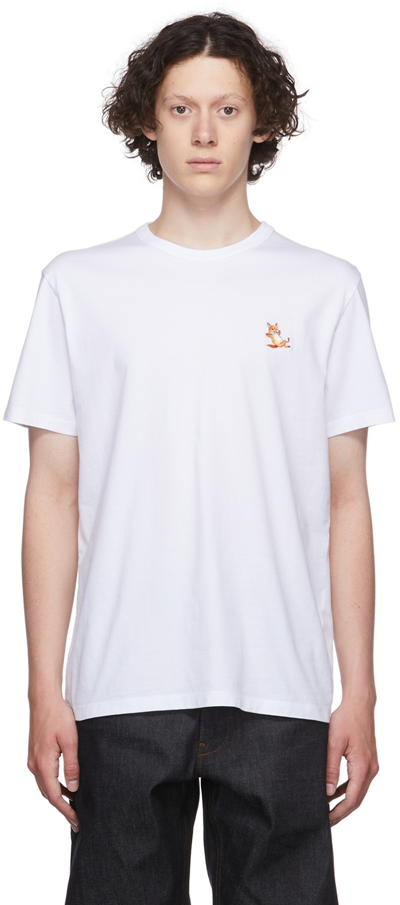 Shop Maison Kitsuné White Chillax Fox T-shirt In P100 White