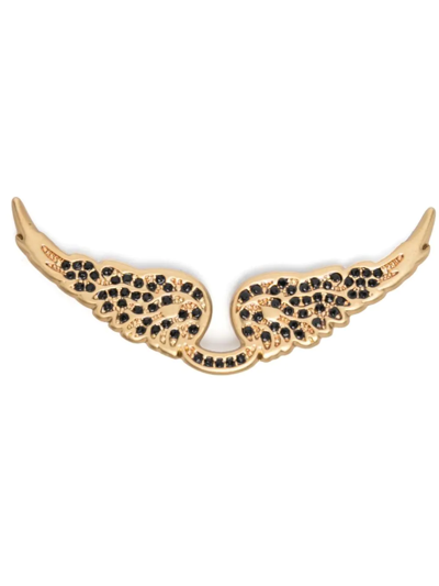 Zadig & Voltaire Swing Your Wings Rhinestone-encrusted Metal Badge In 金色
