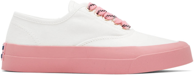 Shop Maison Kitsuné White & Pink Olympia Le-tan Sneakers In P100 White