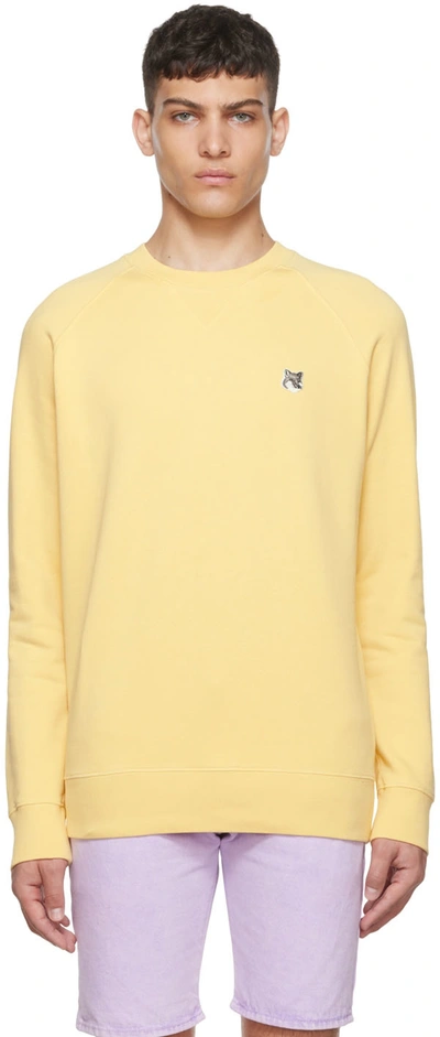 Shop Maison Kitsuné Yellow Fox Head Sweatshirt In P810 Pale Orange