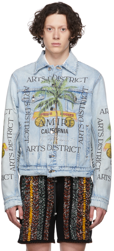 Amiri distressed shearling shop denim jacket