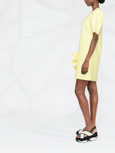 Msgm Ruffle-detail Short-sleeved Dress In 黄色