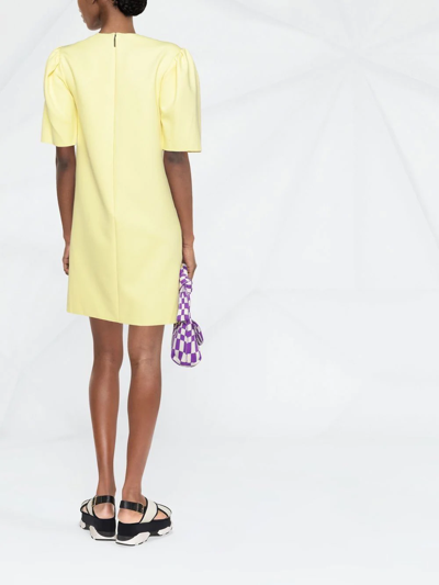 Msgm Ruffle-detail Short-sleeved Dress In 黄色