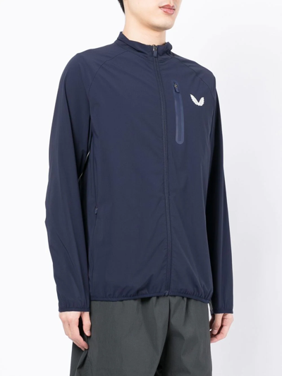 Castore Active Logo-print Two-tone Stretch-shell Jacket In 蓝色