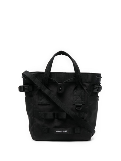 Shop Balenciaga Small Army Logo-embroidered Tote Bag In 黑色