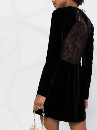 Shop Del Core Lace-insert Long-sleeve Dress In 黑色