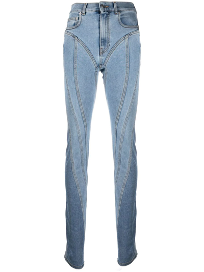Shop Mugler Seam-detail Skinny Jeans In 蓝色