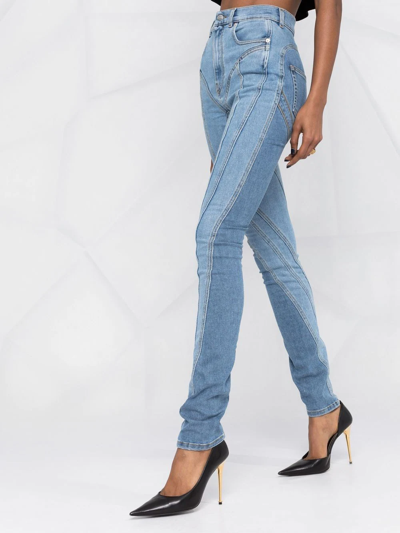 Shop Mugler Seam-detail Skinny Jeans In 蓝色