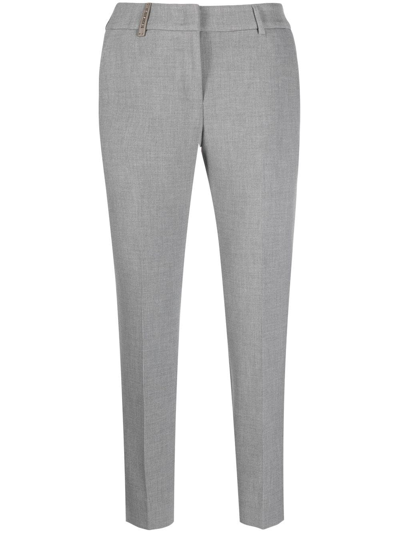 Shop Peserico Slim-fit Tailored Trousers In 灰色