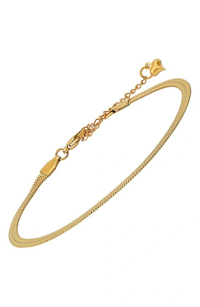 Shop Hmy Jewelry 18k Gold Plated Stainless Steel Snake Chain Anklet In Yellow