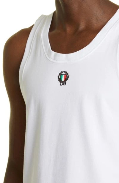 Dolce & Gabbana Two-way Stretch Cotton Singlet With Patch In White