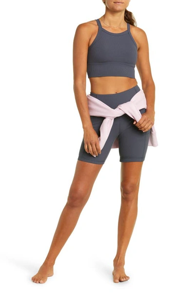 Zella Live In Rib Longline Bra In Navy India Ink