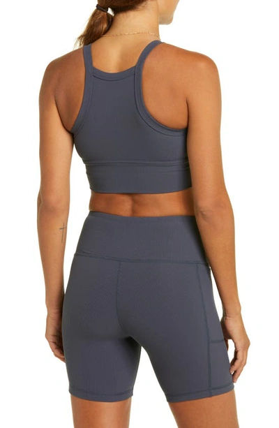 Zella Live In Rib Longline Bra In Navy India Ink