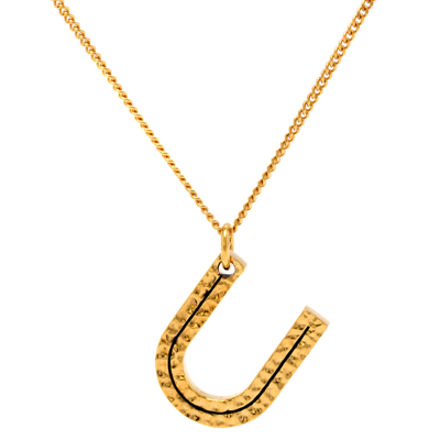 Shop Burberry Ladies U Alphabet Charm Gold-plated Necklace In Light Gold