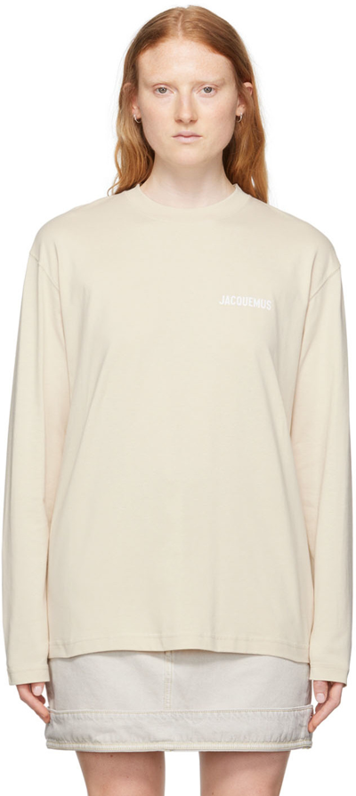 Shop Jacquemus Beige 'le T-shirt Manches Longues' T-shirt In 130 Light Beige