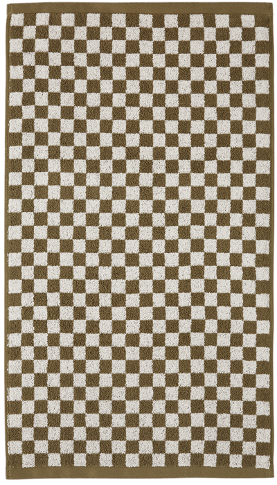 Shop Baina Ssense Exclusive Green & Off-white Checkered Hand Towel In Olive & Ivory