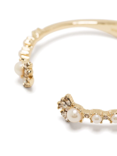 Shop Marchesa Notte Pearl Crystal-embellished Bangle In Gold
