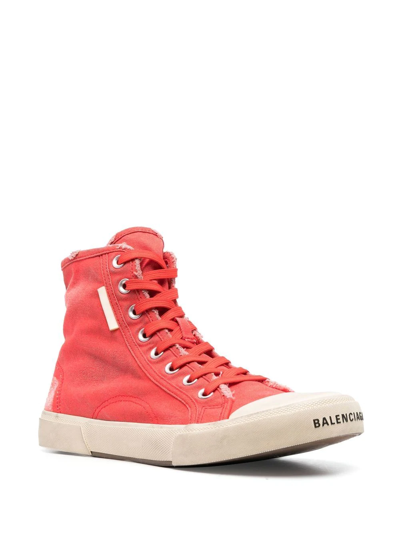 Shop Balenciaga Paris High-top Sneakers In Red
