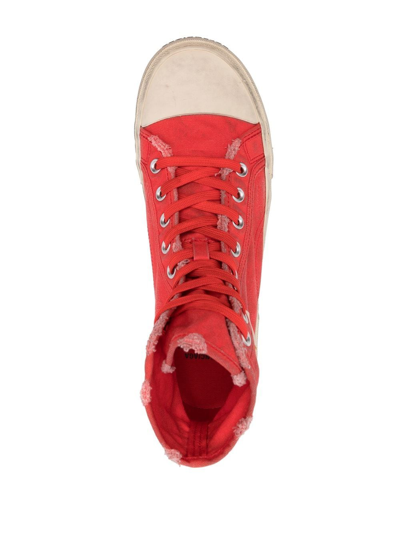 Shop Balenciaga Paris High-top Sneakers In Red