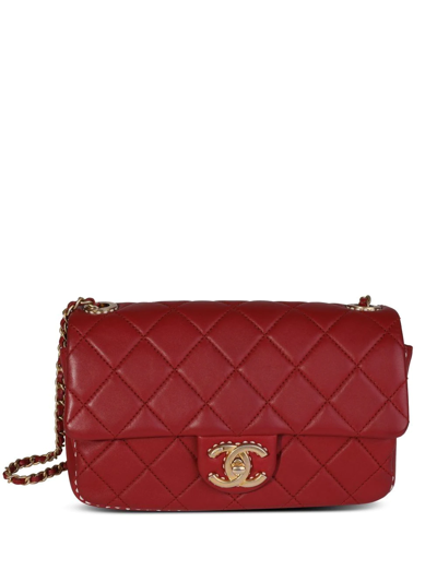 Pre-owned Chanel Small Classic Flap Shoulder Bag In Red