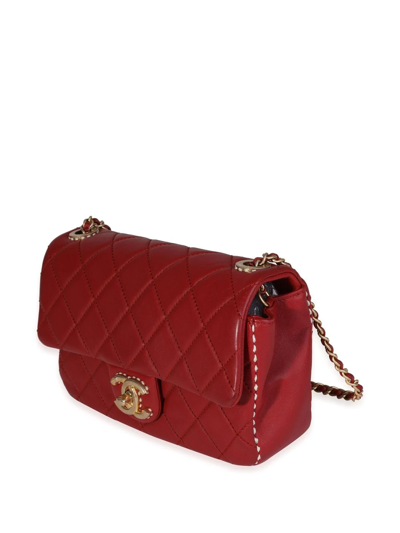 Pre-owned Chanel Small Classic Flap Shoulder Bag In Red
