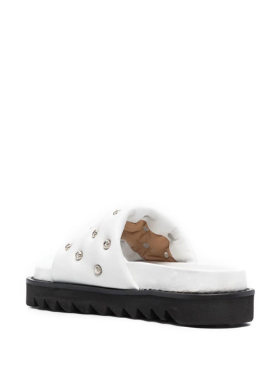Shop Toga Crystal-embellished Flatform Slides In Aj1168 - White Soft Leather