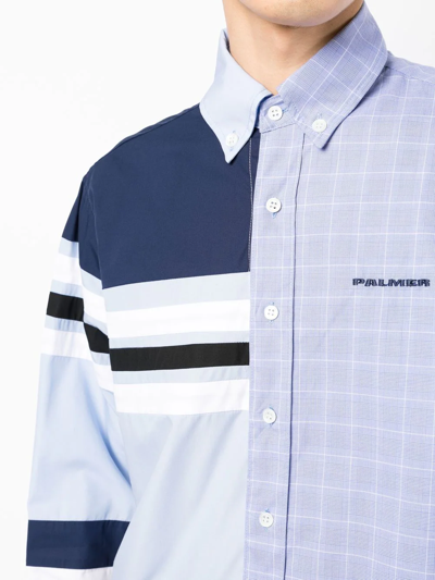 Shop Palmer Harding Spliced-detail Button-down Shirt In Blue