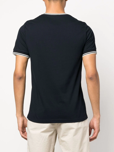 Fred Perry Embroidered-logo Short-sleeved T-shirt In Blue