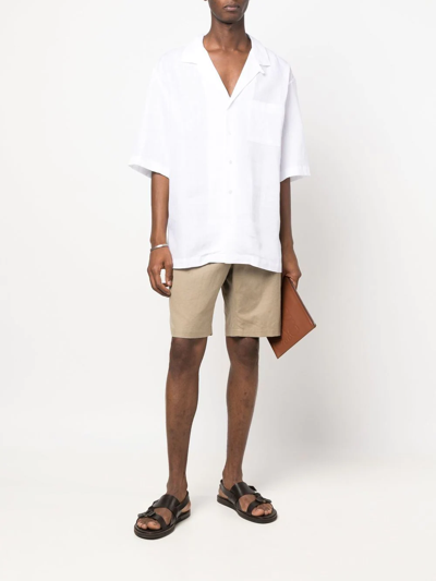 Shop Pt Torino Short-sleeve Linen Shirt In White