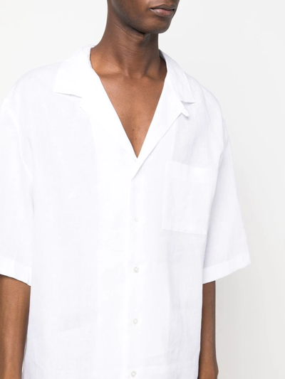 Shop Pt Torino Short-sleeve Linen Shirt In White