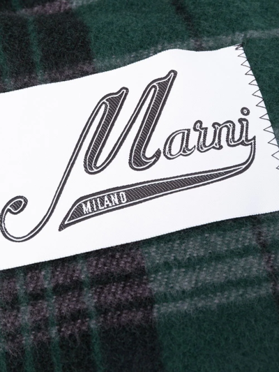 Shop Marni Tartan-check Virgin-wool Scarf In Green