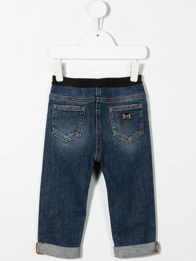 Shop Dolce & Gabbana Logo-waistband Detail Jeans In Blue