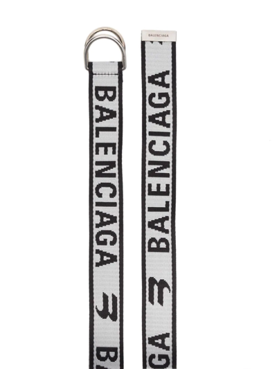 Shop Balenciaga D-ring Logo-jacquard Belt In Grey