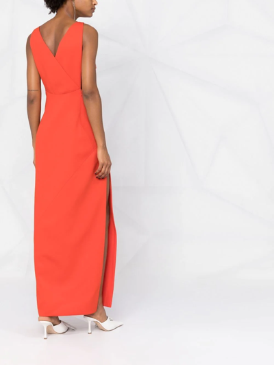 Shop Del Core V-neck Maxi Dress In Red