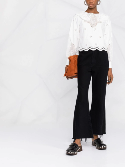 Shop Self-portrait Daisy Cotton Broderie Anglaise Shirt In White