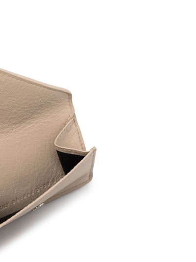 Shop Balenciaga Mini Papier Leather Wallet In Neutrals